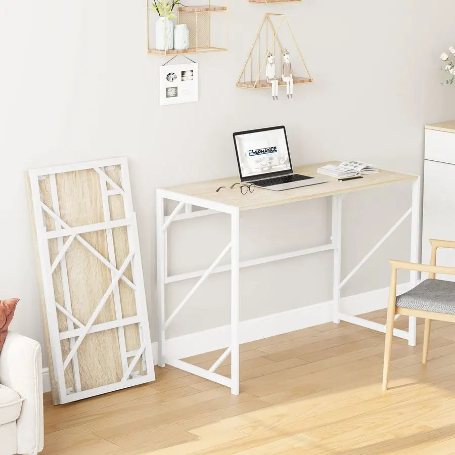 Folding Desk Writing Computer Desk for Home Office, NoAssembly Study Office Desk Foldable Table for Small Spaces