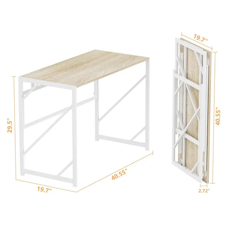 Folding Desk Writing Computer Desk for Home Office, NoAssembly Study Office Desk Foldable Table for Small Spaces