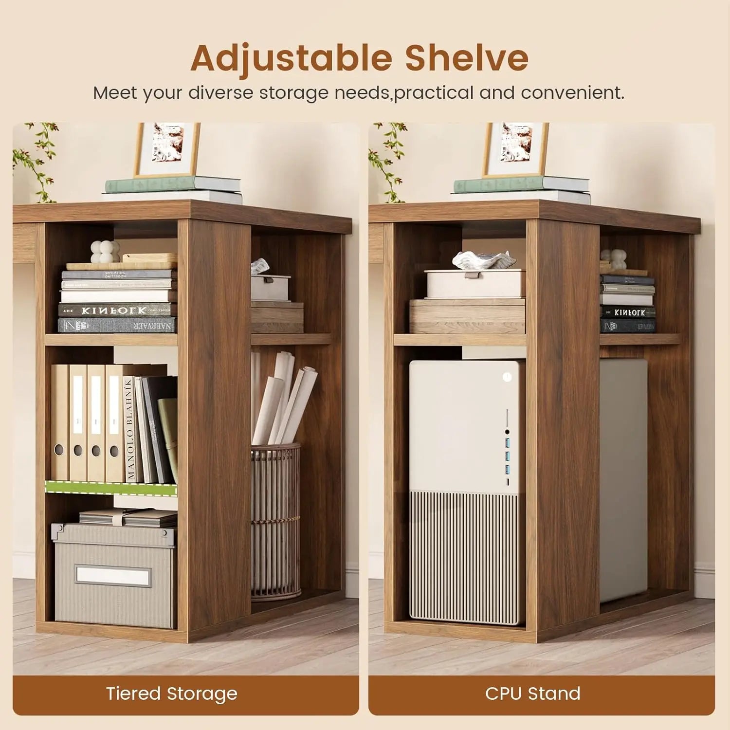 55.1" Executive Office Desk with 3 Drawers, Farmhouse Computer Desk with File Drawer & Storage Shelves, Home Office, Customized